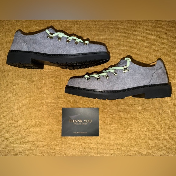 Allen&Moore Other - Men's Light Gray Suede Derby Shoes with Mint Accent Laces